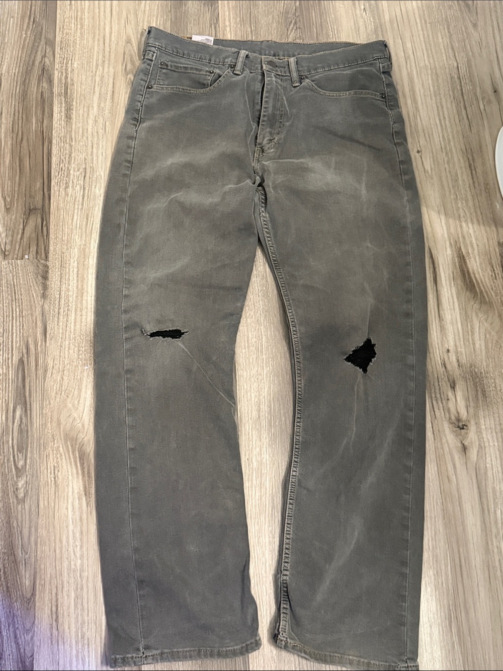 LEVIS Men's 505 Washed Charcoal Distressed Jeans sz 34x32
